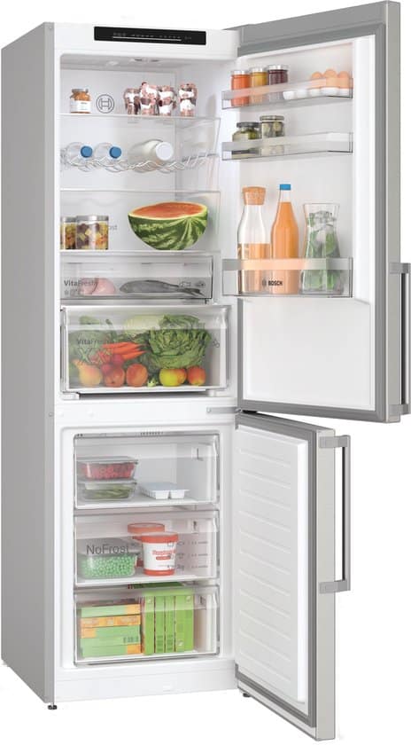 Bosch KGN36VICT – Serie 4 – Koelkast – Koel-vriescombinatie – Total No Frost – nooit meer ontdooien – RVS – Energielabel C – Zeer stil – Extra veel ruimte voor je verse etenswaren met VitaFresh