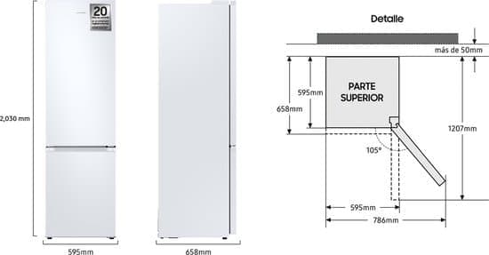 Samsung RB38C603CWW – Vrijstaande koel-vriescombinatie – 390 l – Energielabel C – Wit – 5 jaar garantie