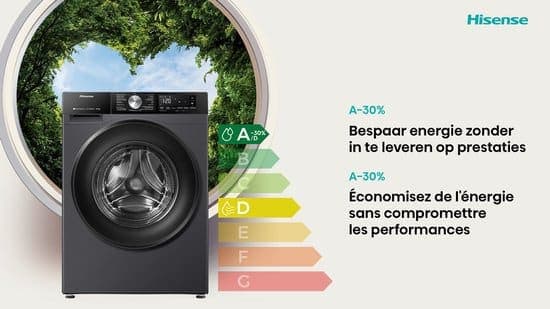 Hisense WD3S9043BB3 – Was-droogcombinatie – Energieklasse A (-30%) – 9 kg wassen / 6 kg drogen – 1400 toeren – Connectlife WiFi – Stoomfunctie – LED display – Inverter motor – Zwart