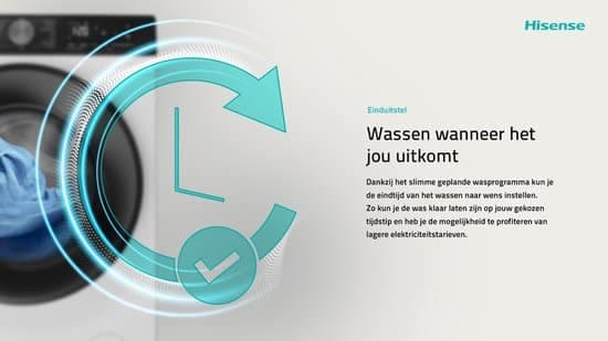 Hisense 3S Serie WF3S9045BW3/BLX – Wasmachine met Energielabel A -30% – 9kg – Autodose – 72dB (A) – Steam Wash – 1400 toeren – Power Wash 49′ – ConnectLife – Inhoud Trommel 60 Liter