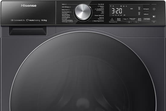 Hisense 5S Serie WF5S1045BB – Wasmachine met Energielabel A – 10,5kg – Auto dosing – 72dB (A) – Steam Wash -1400 toeren – Power Wash 49′ – Connectlife