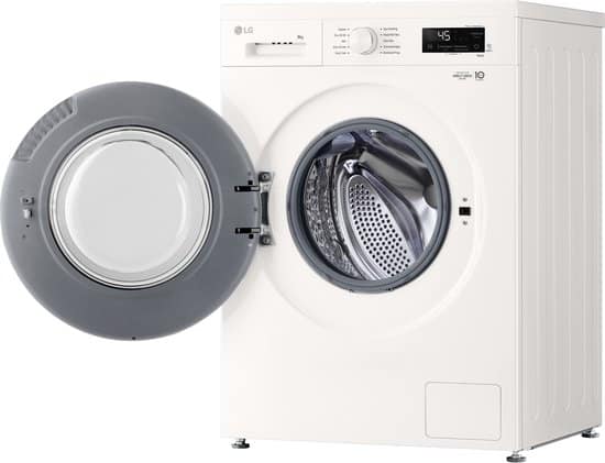 LG F4X1008NWH wasmachine 8 kg met Direct Drive motor voor stille, duurzame prestaties. Spa Steam™ voor hygiënisch wassen. ThinQ slimme bediening. Energie‑label A. Compact design voor dagelijks gemak
