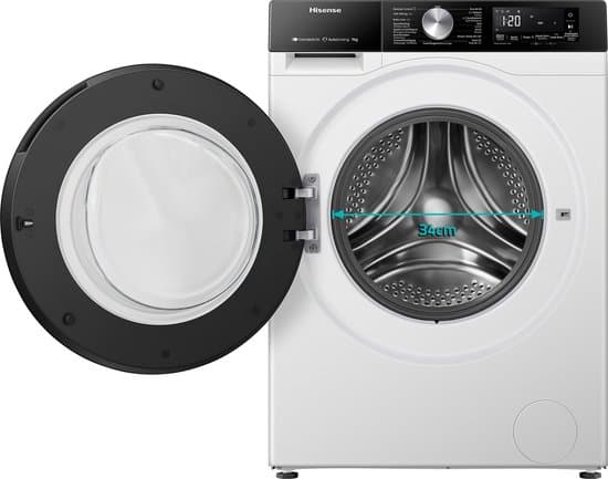 Hisense 3S Serie WF3S9043BW3/BLX – Wasmachine met Energielabel A -30% – 9kg – 72dB (A) – Steam Wash -1400 toeren – Power Wash 49′ – ConnectLife – Inhoud Trommel 60 Liter