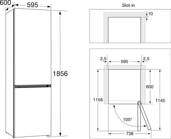 Hisense RB3K330SAIC – Vrijstaande koel-vriescombinatie – 185 cm hoog – 330 liter – Energielabel C – Geluidsniveau 35 dB – LED Display – SuperCool – FastFreeze – Deuralarm – Kinderslot – Interverter Compressor – ConnectLife