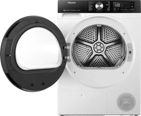 Hisense 3S Serie DH3S802BW2 – Wasdroger met Energielabel D – Warmtepompdroger – 8kg – ConnectLife – Trommelverlichting – AutoDry – Allergy Care
