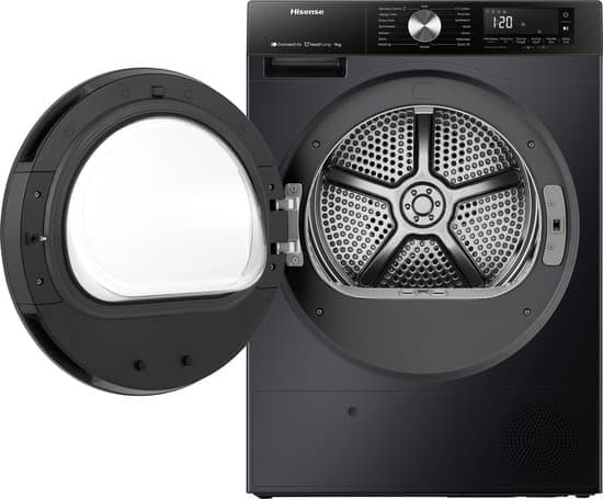 Hisense 3S Serie DH3S902BB3 – Zwarte Wasdroger met Energielabel C – Warmtepompdroger – 9kg – ConnectLife – Trommelverlichting – AutoDry – Quick Dry – Allergy Care