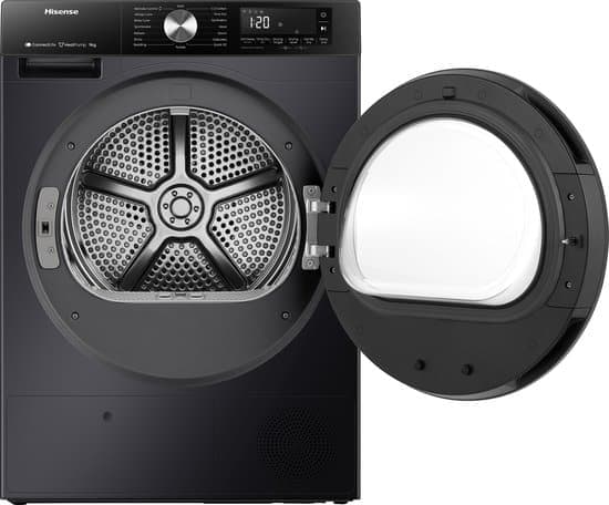 Hisense 3S Serie DH3S902BB3 – Zwarte Wasdroger met Energielabel C – Warmtepompdroger – 9kg – ConnectLife – Trommelverlichting – AutoDry – Quick Dry – Allergy Care