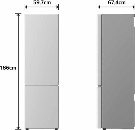 LG GBBS312APY – Koel-vriescombinatie 333L – Zilver – DoorCooling voor gelijkmatige koeling – Zero Clearance voor een naadloze pasvorm – ThinQ bediening – Energieklasse A