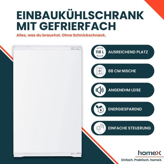 HOMEX CFB1181E Inbouwkoelkast (E, 89,0 cm hoog, wit)
