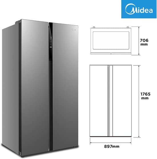 Midea MERS530FGE02 Amerikaanse Koelkast RVS – 548 Liter