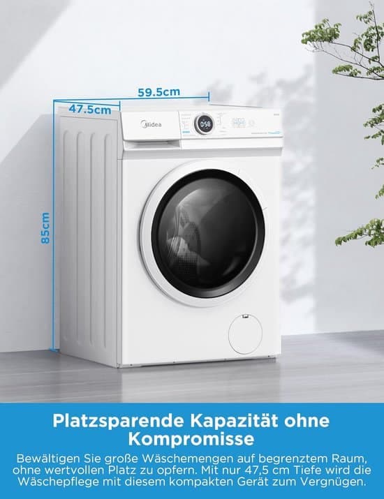 Midea MF10EW80BA10 Wasmachine, 8 kg, 1400 rpm – Duits Display