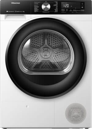 Hisense 3S Serie DH3S802BW2 - Wasdroger met Energielabel D - Warmtepompdroger - 8kg - ConnectLife - Trommelverlichting - AutoDry - Allergy Care