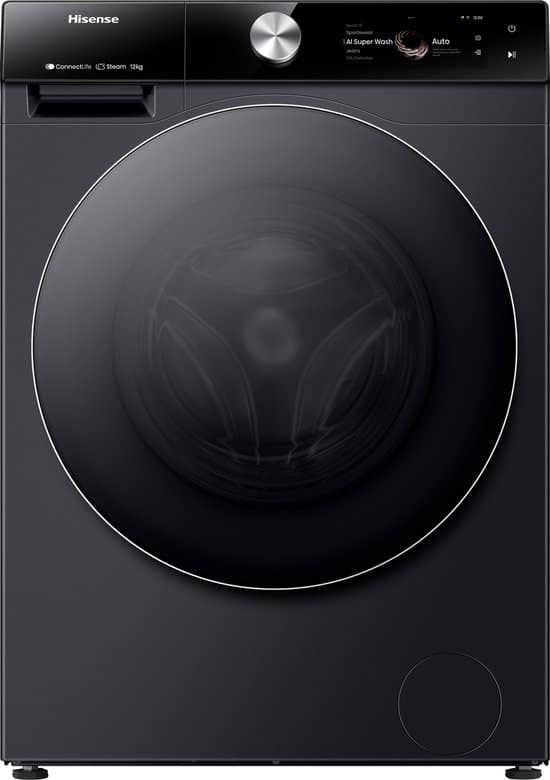 Hisense 7S Serie WF7S1247BB – Wasmachine met Energielabel A -20% – 12kg – TFT display – Auto dosing – 70dB (A) – Steam Wash -1400 toeren – Power Wash 49′ – Connectlife