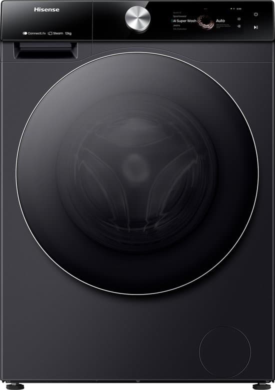 Hisense 7S Serie WF7S1247BB – Wasmachine met Energielabel A -20% – 12kg – TFT display – Auto dosing – 70dB (A) – Steam Wash -1400 toeren – Power Wash 49′ – Connectlife
