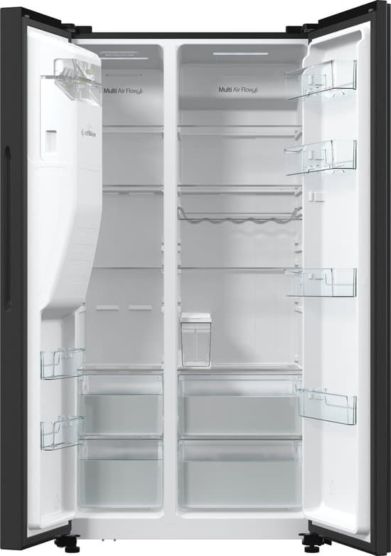 Hisense RS5P535NTFE – Amerikaanse koelkast – No-Frost – 178 cm hoog – 566 liter – Energielabel E – Invriesvermogen 12 kg/24u – Geluidsniveau 39 dB – LED Display – SuperCool – FastFreeze – Deuralarm – Interverter Compressor