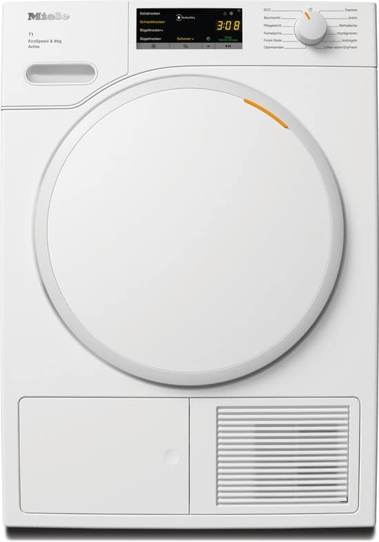 Miele TWA520WP, Vrijstaand, Voorbelading, Warmtepomp, Wit, Draaiknop, Touch, Links