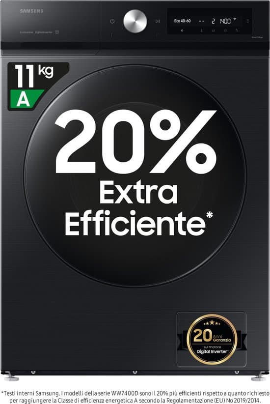 Samsung Bespoke WW11DB7B94GB – 7000 serie – Wasmachine – 20% zuiniger dan energielabel A