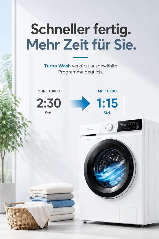 Midea Wasmachine 8 kg EEK A‑30% BLDC inverter motor wit MFV5EW80WBA30 Duits display
