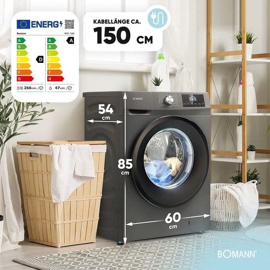 BOMANN WAT 7186 Was-droogcombinaties (8 kg / 5 kg, 1400 U/Min.) – Duits Display