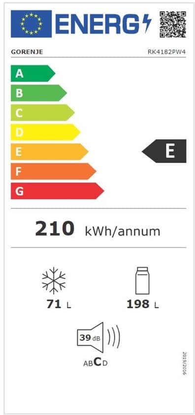 Gorenje Koel-vriescombinatie RK4182PW4 – 269 liter – Energielabel E