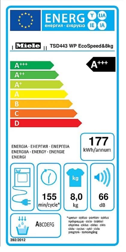 Miele TSD443WP EcoSpeed&8kg wasdroger Vrijstaand Voorbelading A+++ Wit