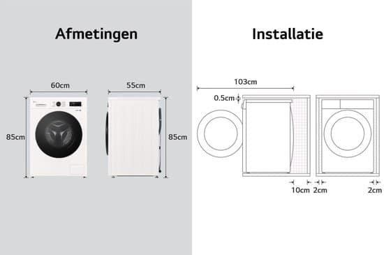 LG W4X1085NWB was‑droogcombinatie 8/5 kg met 6 Motion DD voor optimale stofverzorging – TurboWash 360 voor sneller wassen – Steam voor anti‑allergie en ThinQ slimme bediening. Energieklasse A