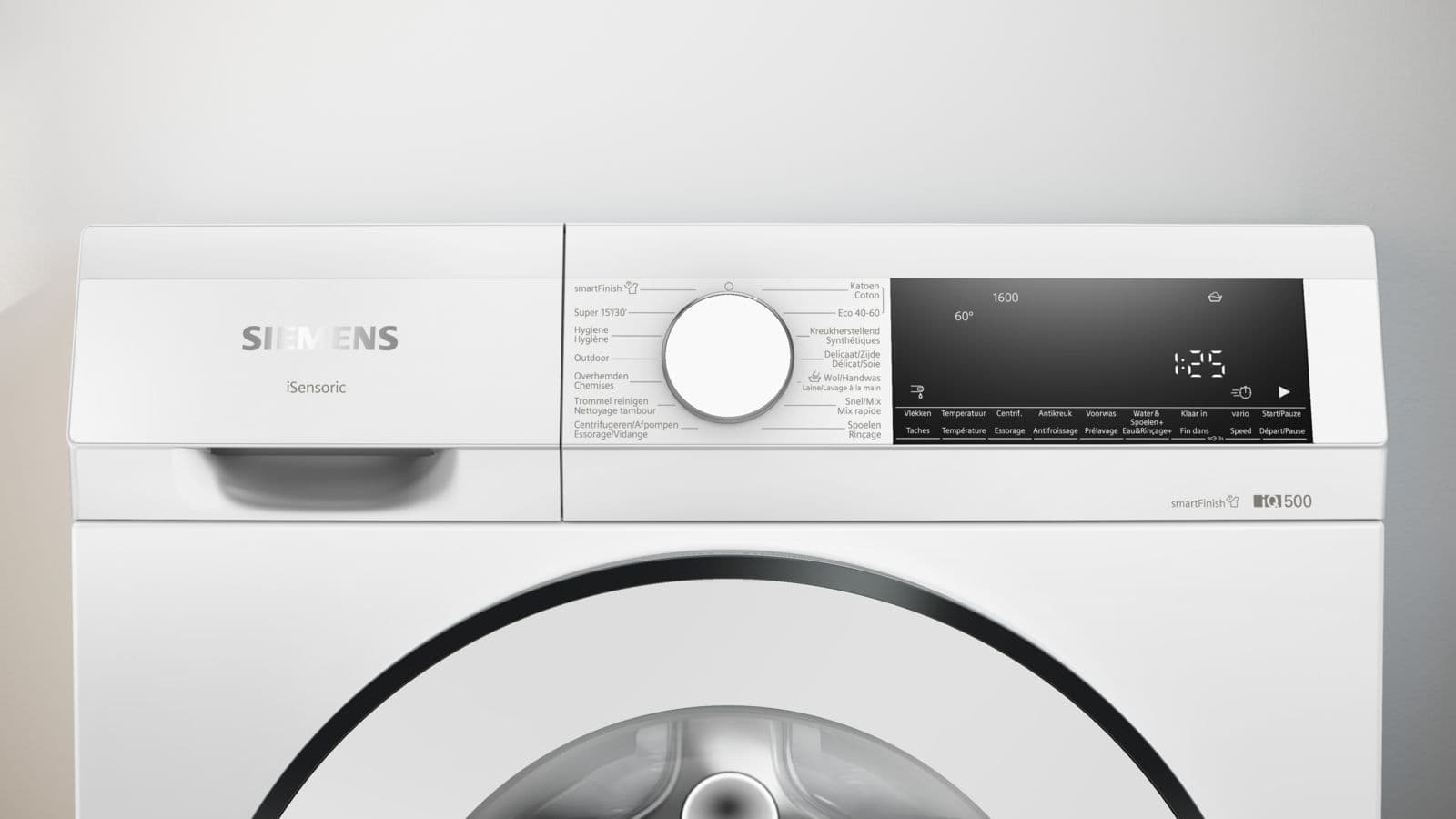 Siemens WG46G2Z0FG – iQ500 – Wasmachine met stoom – 9 kg – 1600 rpm – Energielabel A – smartFinish: vermindert kreukels tot 50% – speedPack L: verkort wasprogramma’s met varioSpeedNL/FR disp