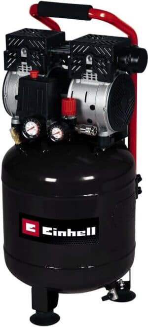 Einhell Elektrische Compressor TE-AC 24 Silent - 750 W - 8 bar - 24 L tank - Aanzuigcapaciteit: 135 l/min - 57 dB (Stiller dan normale compressoren) - Olievrij