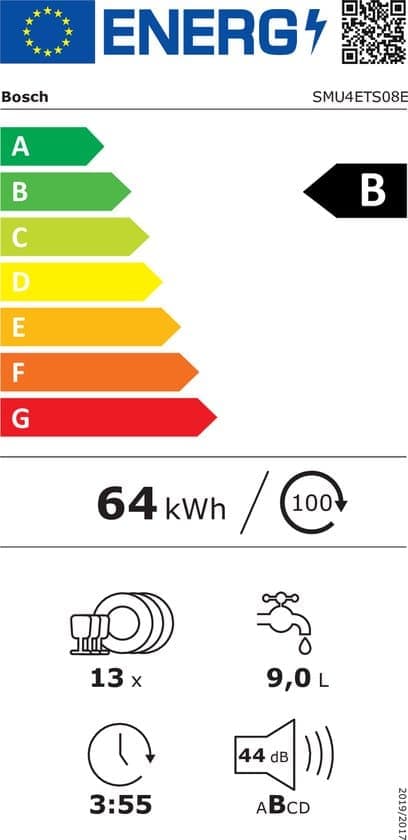 Bosch Onderbouw vaatwasser SMU4ETS08E – 13 couverts – Energielabel B