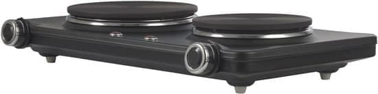 Inventum KP602B elektrische kookplaat 47 cm – 2-pits 15/18 cm – 1-fase plug en play – 7 standen – 750/1500 W – Vrijstaand – Zwart