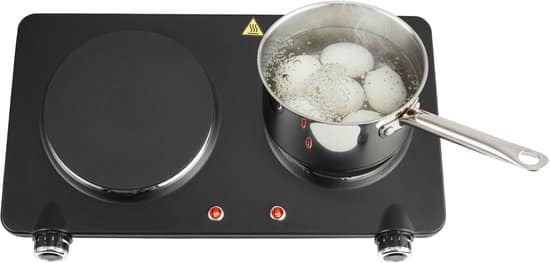 Inventum KP602B elektrische kookplaat 47 cm – 2-pits 15/18 cm – 1-fase plug en play – 7 standen – 750/1500 W – Vrijstaand – Zwart
