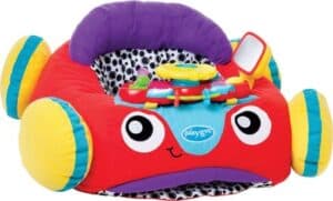 Playgro Comfy Car - Pluchen zitkussen Baby - Speelkussen Baby - Activiteitenkussen - Babyspeelgoed - Interactief Baby speelgoed - Babygym - Speelkleed Baby - Pluchen auto baby - Pl