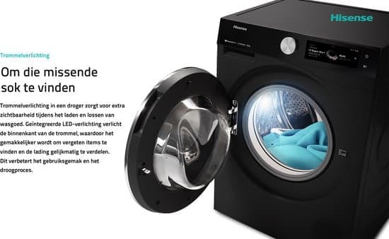 Hisense 7S Serie DH7S107BB – Wasdroger met Energielabel C – TFT Display – Warmtepompdroger – 10kg – ConnectLife – Basket Dry