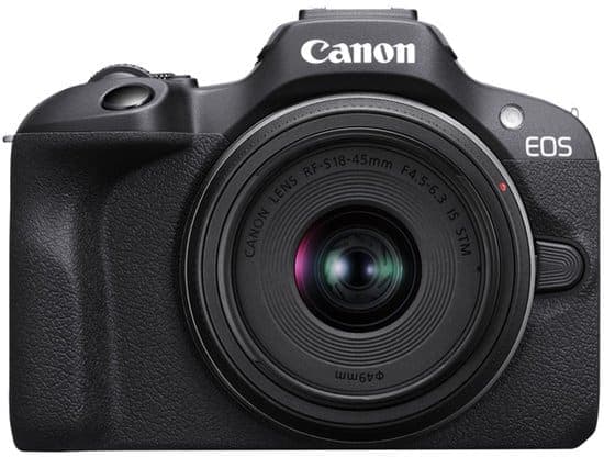 Canon EOS R100 + RF-S 18-45 IS STM + RF 75-300 – Systeemcamera – Foto en Video – Compact formaat – Creative assist – Inclusief standaard zoomlens + telezoomlens