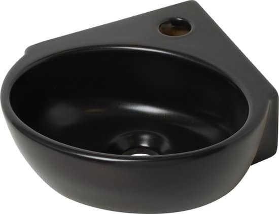 Plieger Corner hoekfontein – 1 kraangat – zonder overloop – mat zwart – 29.5×31.5×9.5cm – keramiek