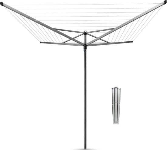 Brabantia Topspinner Droogmolen – 40 m – met Metalen Grondanker – Metallic Grey