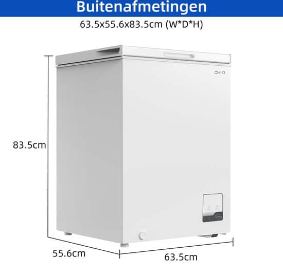 CHiQ FCF142DE – Vrieskist – 142 L – Inverter Technologie – Digitaal LED Display – Snelvriezen tot -32℃ – Wit – 39 dB – 12 Jaar Garantie op Compressor