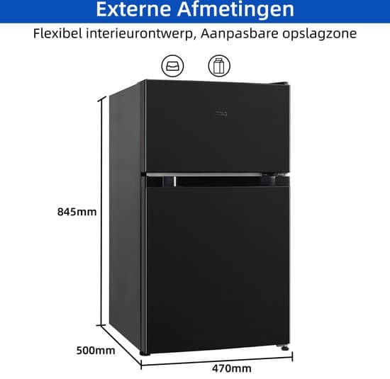 CHiQ FTM86L4E – Tafelmodel Koelkast Met Vriesvak – 86 Liter – E Energy Label – 39dB – Zwart – 12 jaar garantie op compressor