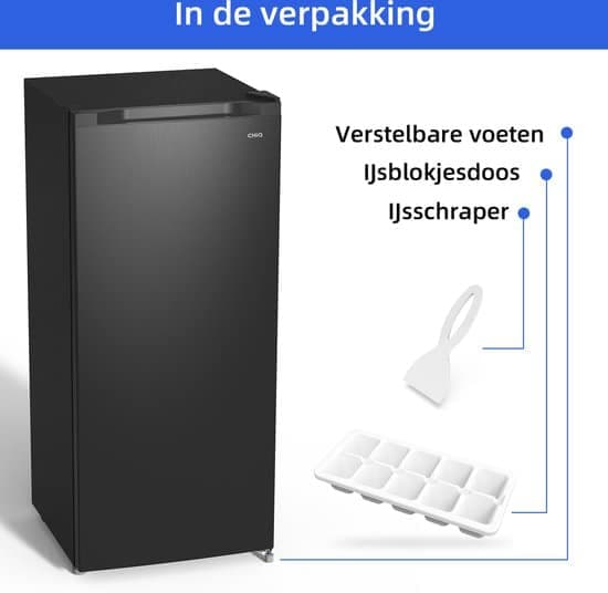 CHiQ FSD160D4E – Vrijstaande Vriezers – 145 Liter – 5 Vrieslades – Energieklasse E – RVS – Zwart – 12 Jaar Garantie op Compressor