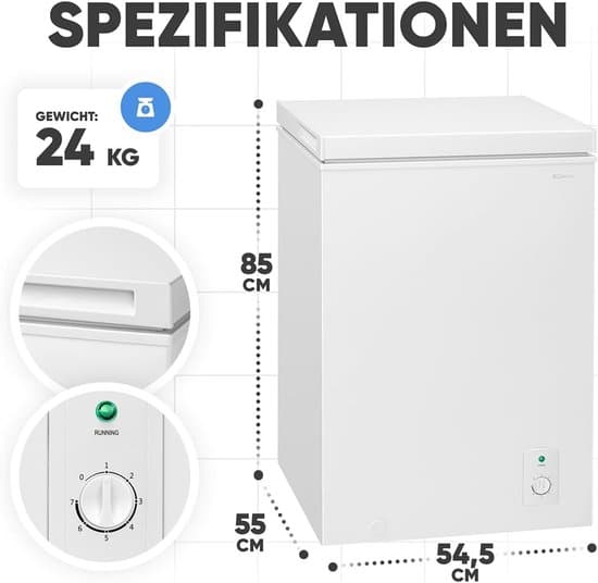 Bomann GT7355 100L vriezer wit – 4 sterren, temperatuur ≤ -18°C, vriescapaciteit 4,5 kg/24u,