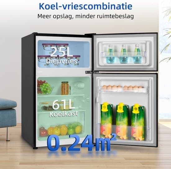 CHiQ FTM86L4E – Tafelmodel Koelkast Met Vriesvak – 86 Liter – E Energy Label – 39dB – Zwart – 12 jaar garantie op compressor