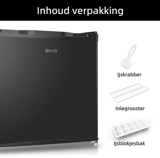 CHiQ CSD31D4E – Mini vriezer – Barmodelr – 31 Liter – 39 dB- Zwart – 12 jaar garantie op compressor – 2026 Nieuw