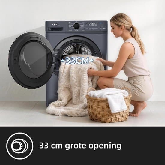 CHiQ CW07123863AX – Wasmachine – 7 KG – Space Pro – 16 programma’s – AI Smart – Stoomwassen & Quick Wash – 12 jaar garantie op motor – A