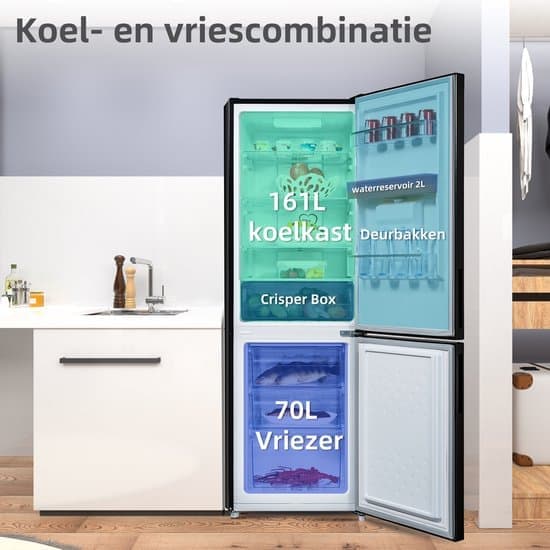 CHiQ FBM228NE4DE – Koel-vriescombinatie – 231 Liter – No Frost – 3D Multi-Air Flow – Waterdispenser – Supervriezen – 12 jaar garantie op compressor