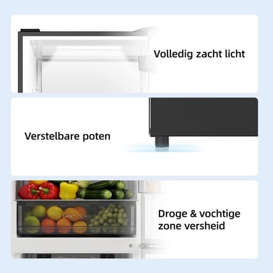 CHiQ CBM310NGC – Koel-vriescombinatie – 308 Liter – No Frost – Digitaal LED Display – C – Plat ontwerp – 185 cm hoog – Zeer stil: 33 dB – 12 Jaar Garantie op Compressor – 2026 Nieuw