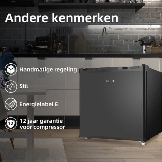 CHiQ CSD31D4E – Mini vriezer – Barmodelr – 31 Liter – 39 dB- Zwart – 12 jaar garantie op compressor – 2026 Nieuw