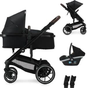 Deryan Noa Kinderwagen 3-in-1 - Wandelwagen met Autostoel - Zwart