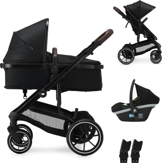 Deryan Noa Kinderwagen 3-in-1 – Wandelwagen met Autostoel – Zwart