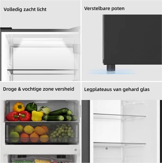 CHiQ CBM310NGC – Koel-vriescombinatie – 308 Liter – No Frost – Digitaal LED Display – C – Plat ontwerp – 185 cm hoog – Zeer stil: 33 dB – 12 Jaar Garantie op Compressor – 2026 Nieuw