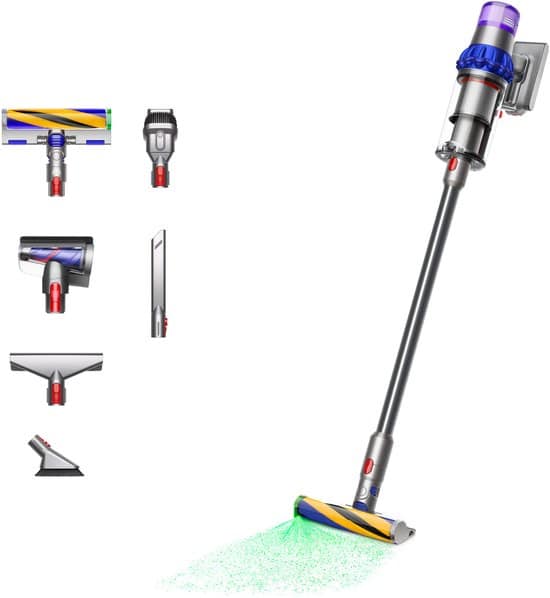 Dyson V15 Detect Fluffy – Steelstofzuiger – Nikkel/Blauw – 230 Air Watts – Zachte vloerborstel